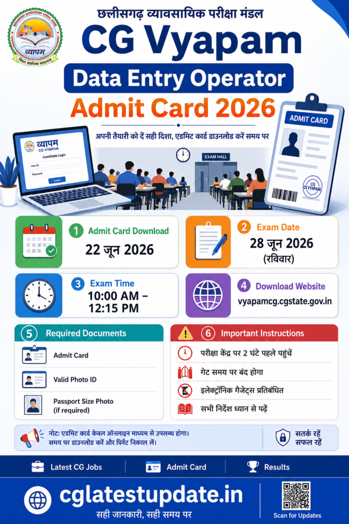 CG Vyapam Data Entry Operator Admit Card 2026
