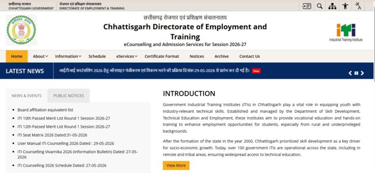 Cg Iti Allotment List 2026 