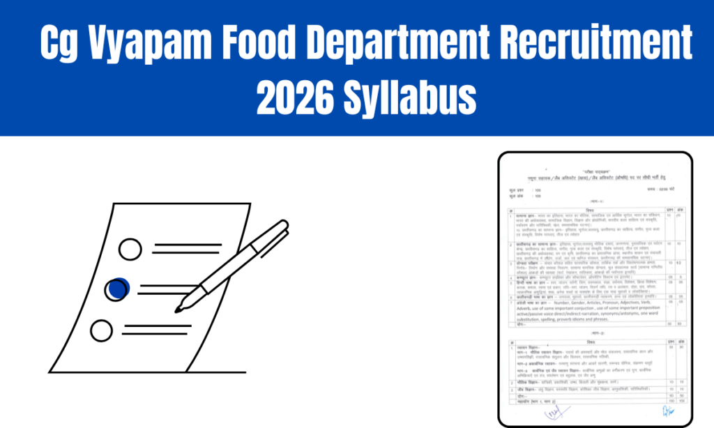 Cg Vyapam Food department Recruitment 2026 Syllabus
