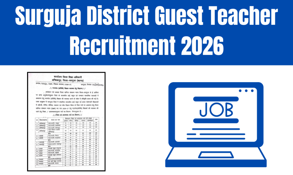 Surguja District Guest Teacher Recruitment 2026