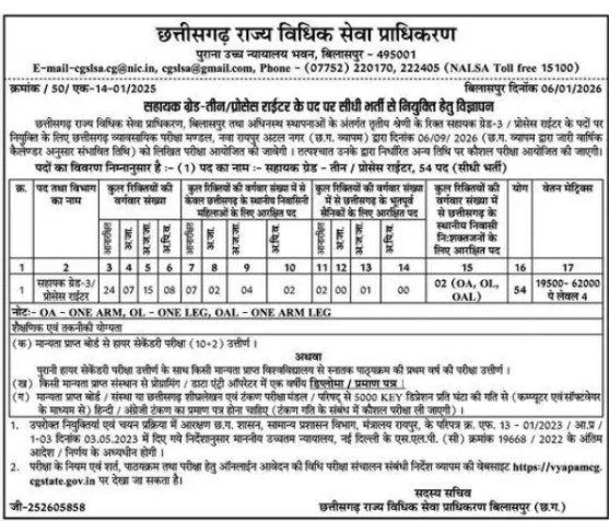 Cg vyapam sahayak grade 3 online form